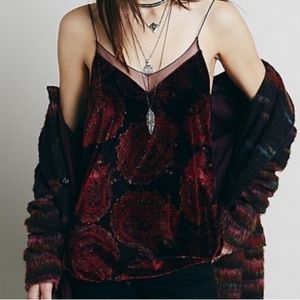 Free People Drippy Velvet Tank with Paisley Print